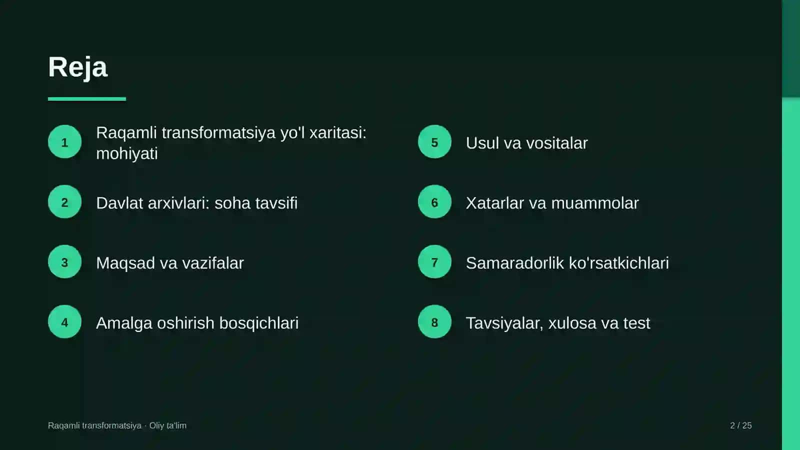 Davlat arxivlarida raqamli transformatsiya yo'l xaritasini tuzish 2