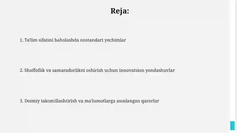 Ta'lim sifati ochiqligi va samaradorligini oshirish uchun nostandart qarorlardan foydalanish 2