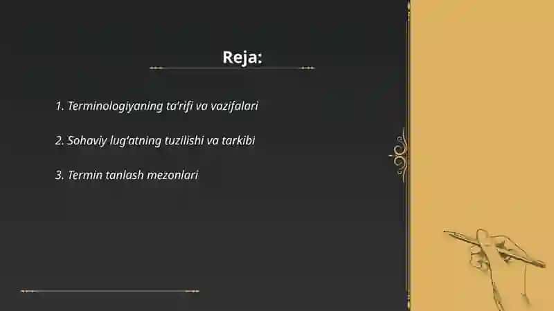 Til va terminologiya. Sohaviy lug’atlarda terminlar 2