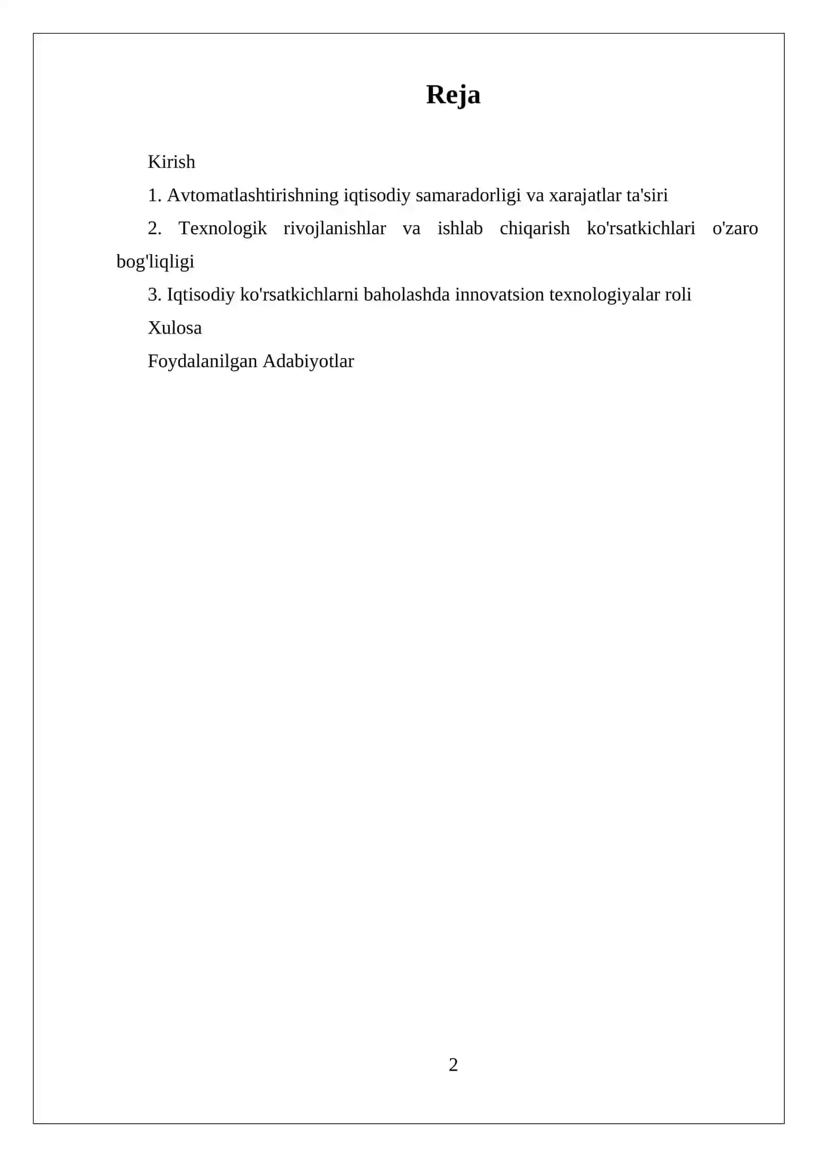 Avtomatlashtirilgan ishlab chiqarishning iqtisodiy ko‘rsatkichlari 2