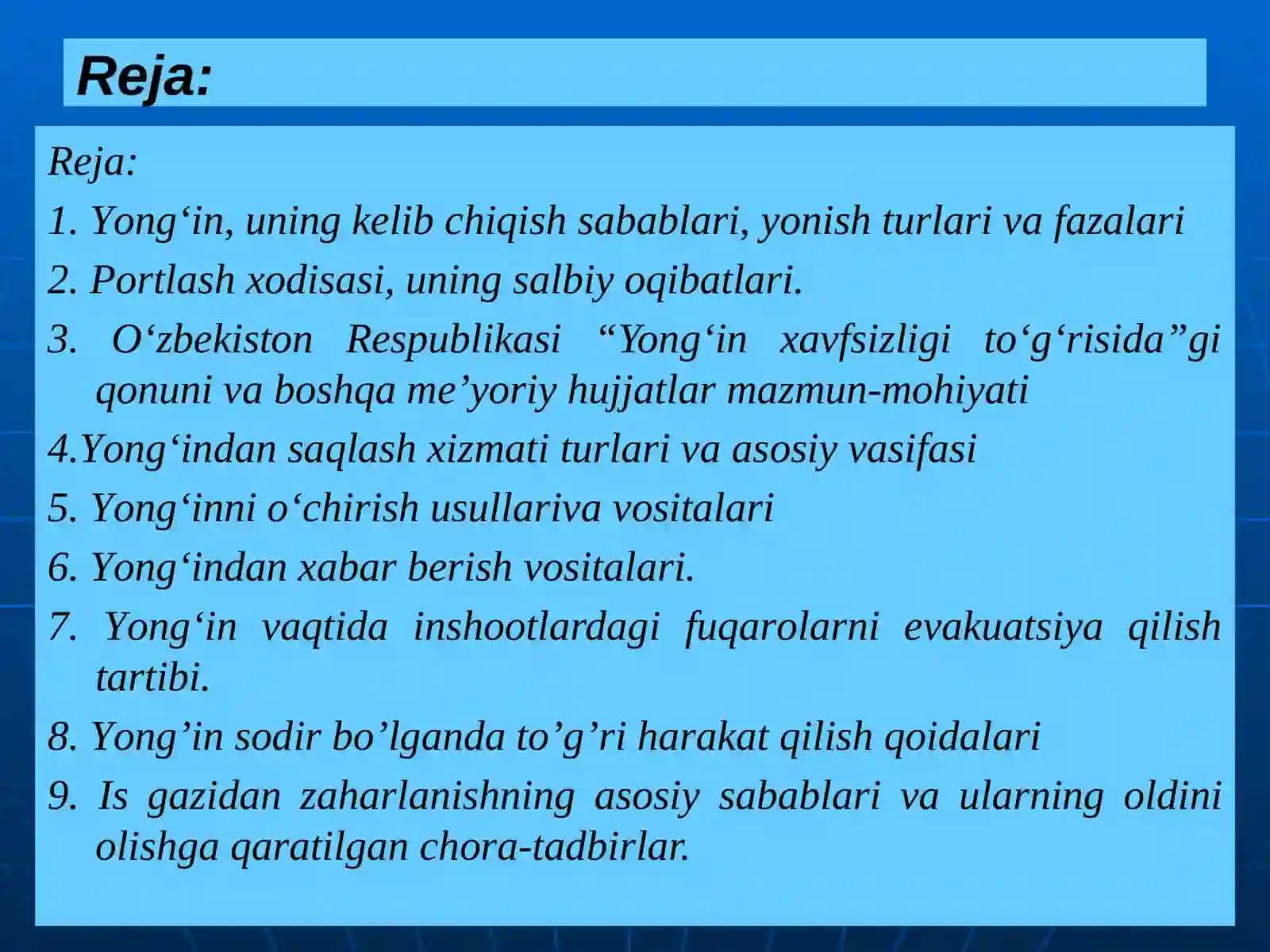 YONG‘IN XAVFSIZLIGI ASOSLARI.YONG‘IN XAVFSIZLIGINI TA’MINLASH CHORALARI 2