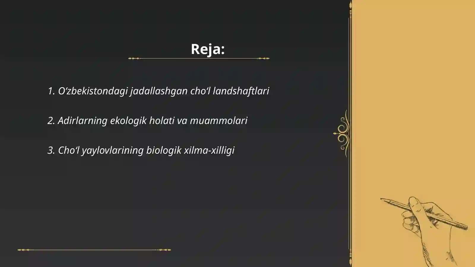 Oʻzbekistonda adir, choʻl, toʻqay, yaylov, togʻ yaylov landshaftlari 2