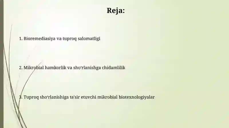Tuproq sho'rlanishiga samarali ta'sir qiluvchi mikrob biotexnologiyalar 2