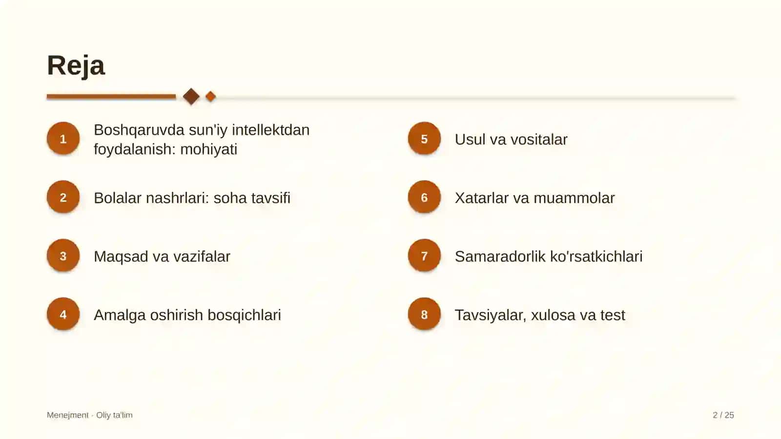 Menejment · Oliy Ta'lim 2