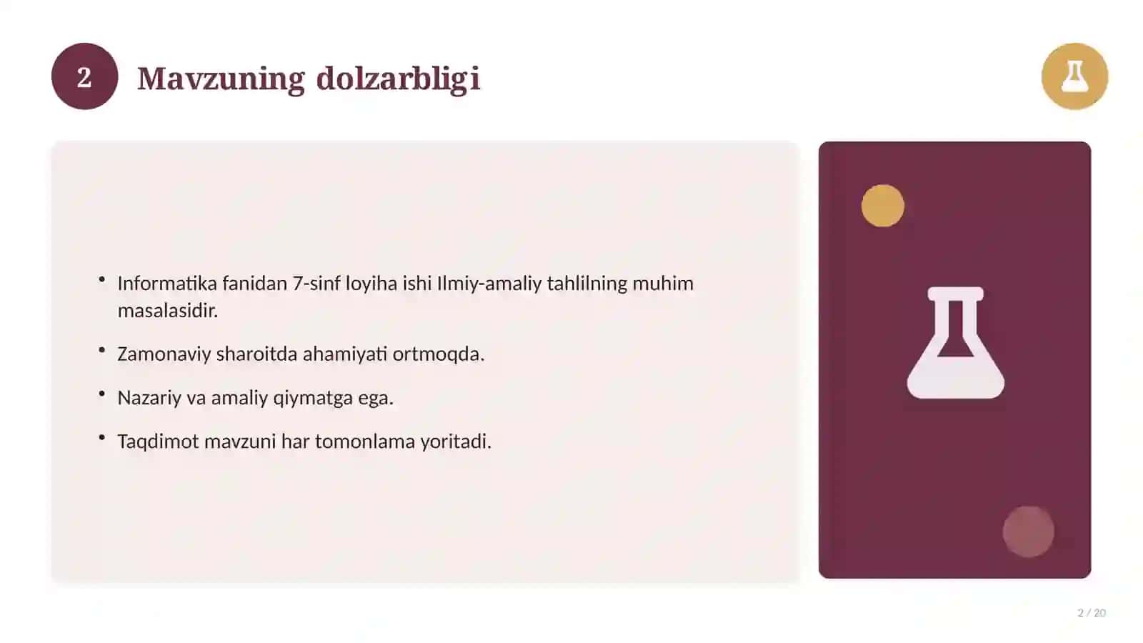 Informatika fanidan 7-sinf loyiha ishi 2