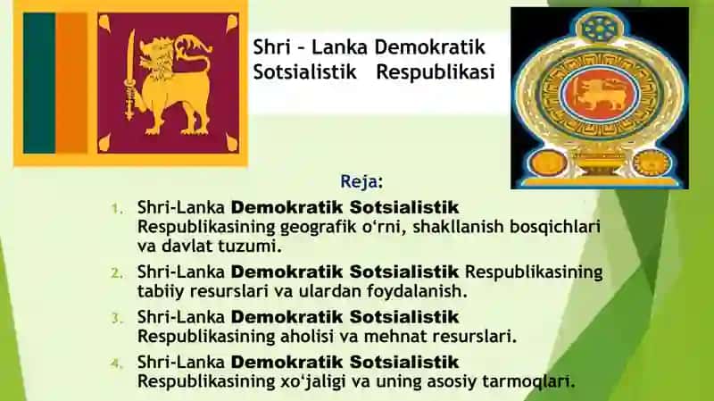 Taqdimot. Shri – Lanka Demokratik Sotsialistik   Respublikasi 2