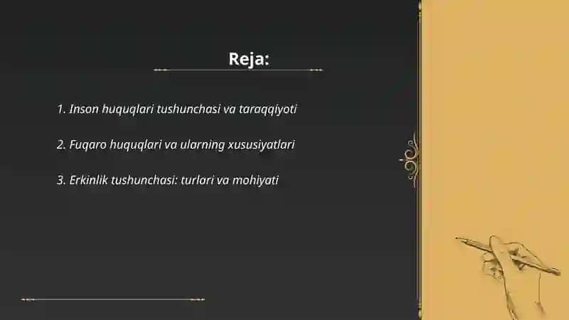 Inson huquqlari va fugaro huqualari, erkinlik, majburiyat tushunchalari 2