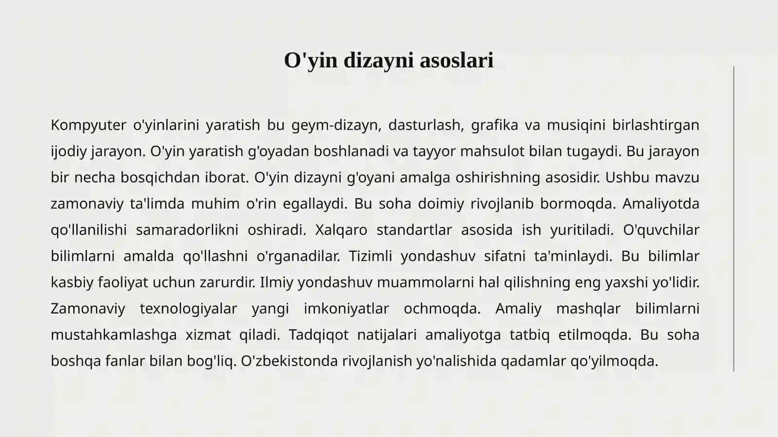 O'yin dizayni asoslari 2