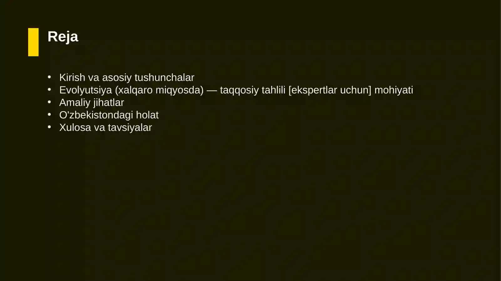 Evolyutsiya (xalqaro miqyosda) — taqqosiy tahlili [ekspertlar uchun] 2