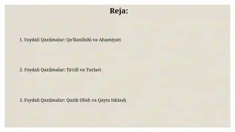 Foydali Qazilmalar 2