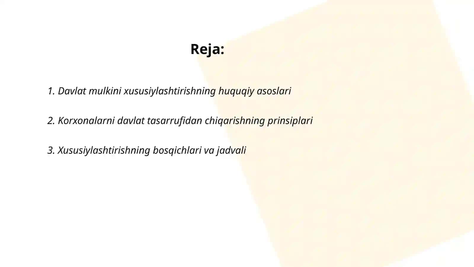 Davlat mulkini xususiylashtirishning huquqiy asoslari 2