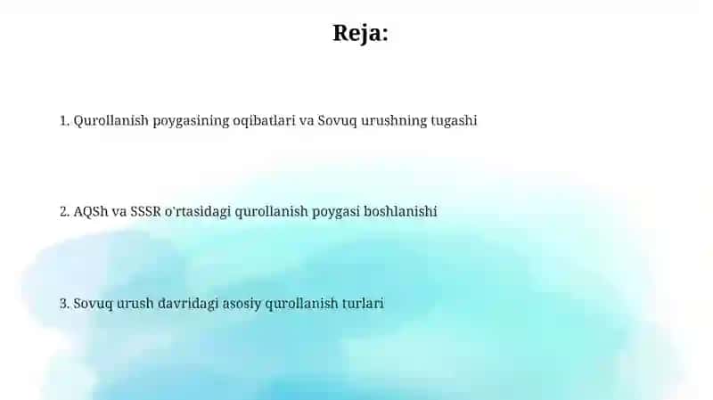 Qurollanish poygasi. Sovuq urush 2