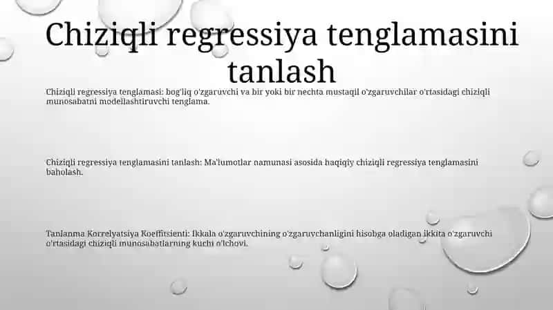 Tanlanma ToʻGʻRi Chiziqli Regressiya Tenglamasi 2