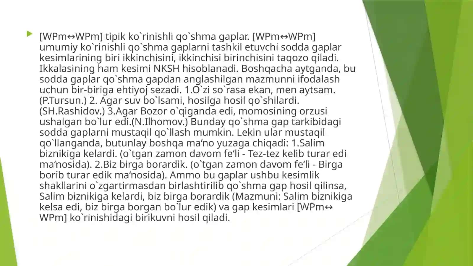 Mutanosibbog`lanishli qo`shma gaplar 2