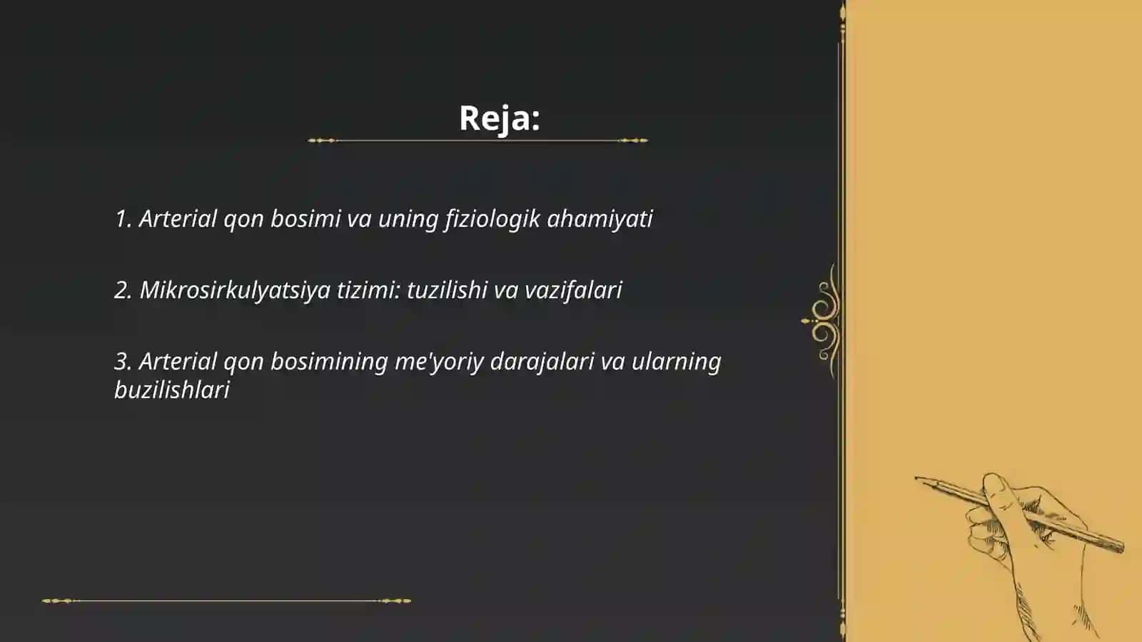 Arterial Qon bosimi, mikrosirkulyatsiya tizimi, qon tomirlar boshqarilishi 2