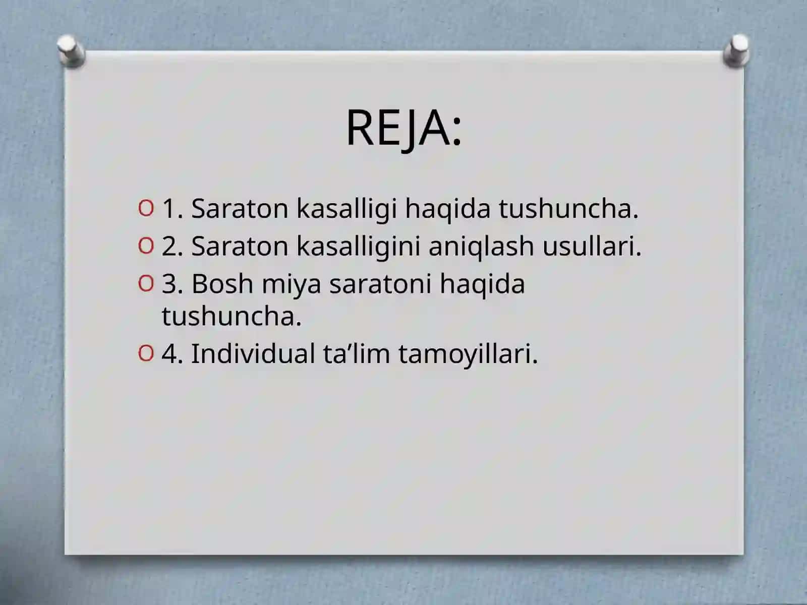Saraton kasalliklari haqida 2