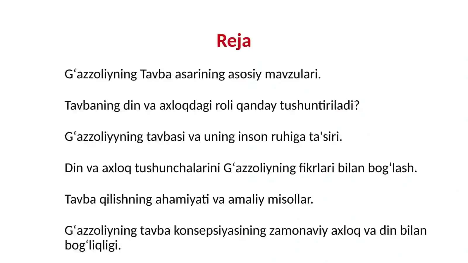 Gʻazzoliyning Tavba asari asosida “Din va axloq” mavzusida esse tayyorlash 2