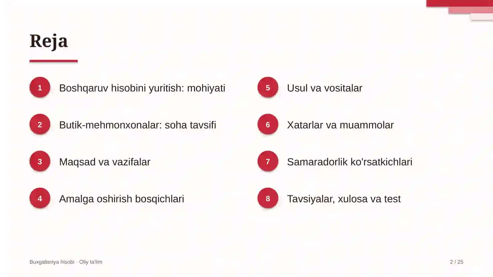 butik mehmonxonalarda boshqaruv hisobini yuritish 8806 2