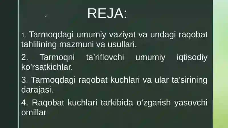 TARMOQDAGI UMUMIY VAZIYAT VA RAQOBAT TAHLILI 2