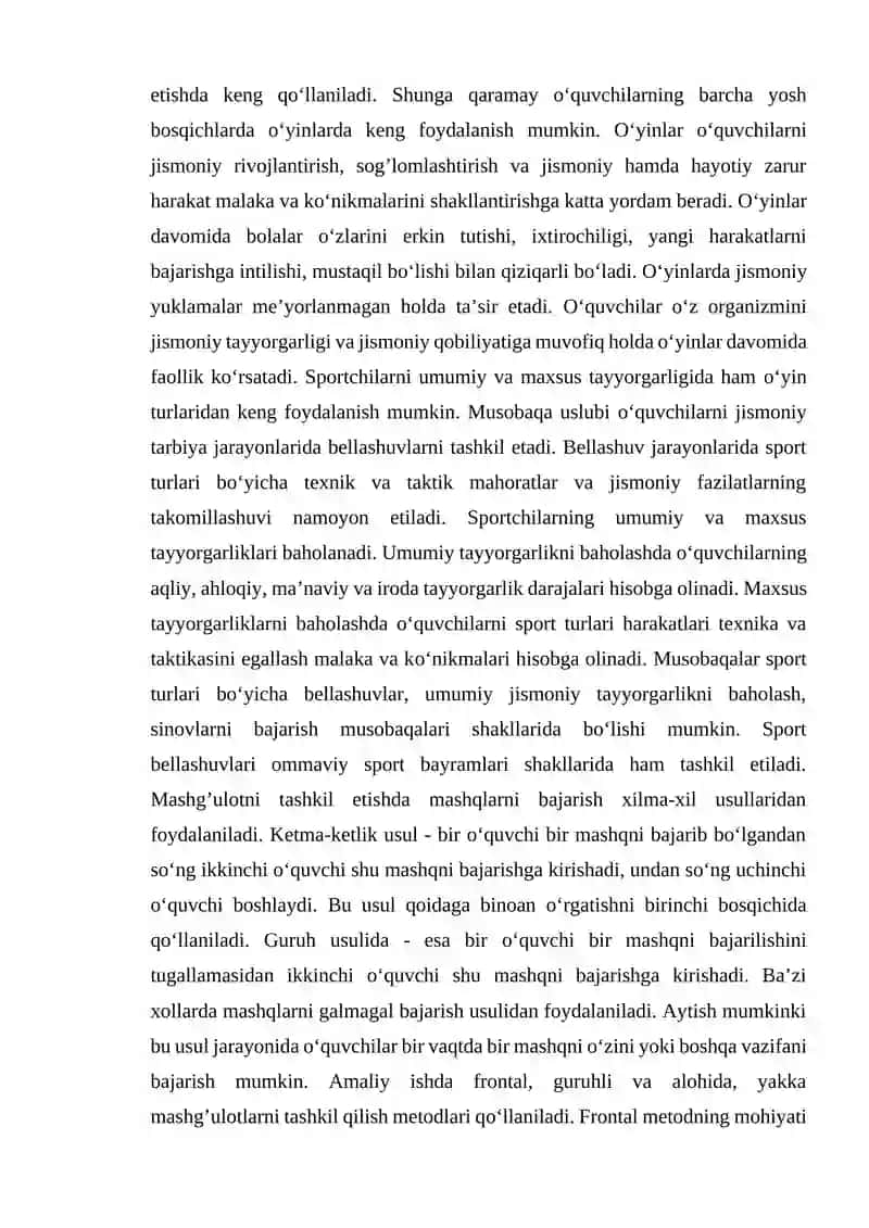 24-mavzu: Jismoniy tarbiya mashg’ulotlarini o’tkazish texnologiyasi 2