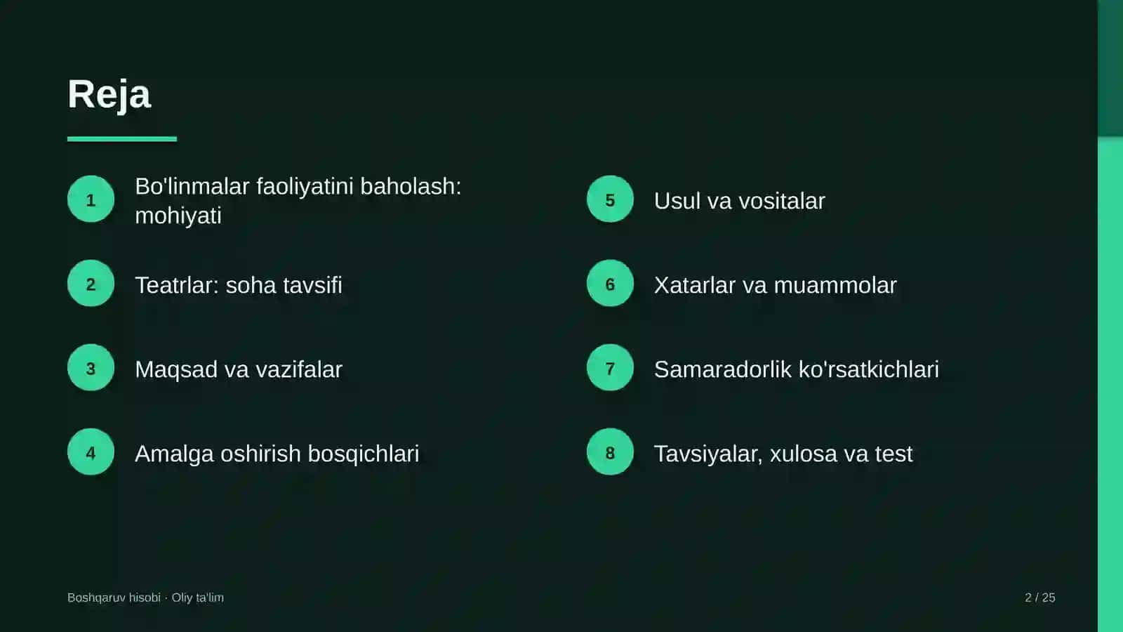 Teatrlarda bo'linmalar faoliyatini baholash 2