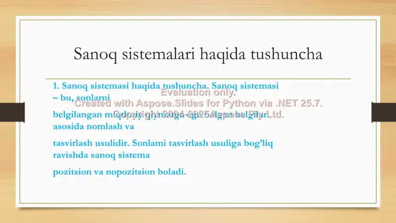 Sanoq sistemalari. Sanoq sistemalarida arifmetik amallarni bajarish 2