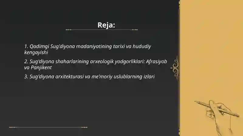 Qadimgi Sug'diyona madaniyati va uning arxeologik izlari 2