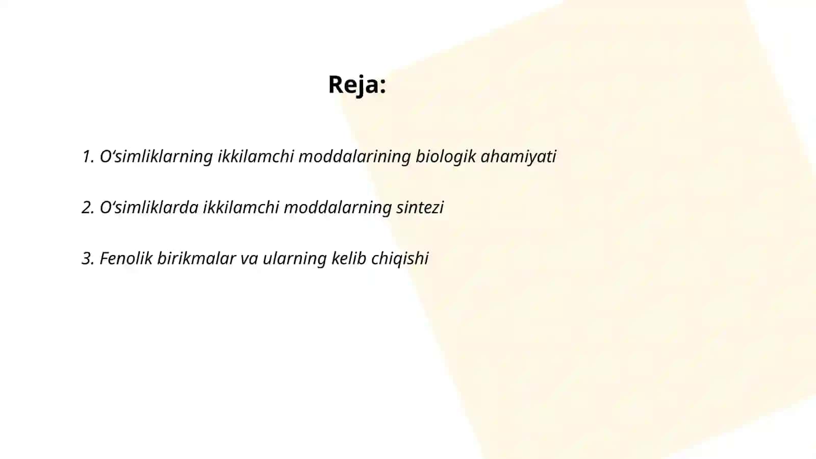 Oʻsimliklarning kelib chiqishi ikkilamchi boʻlgan moddalari 2