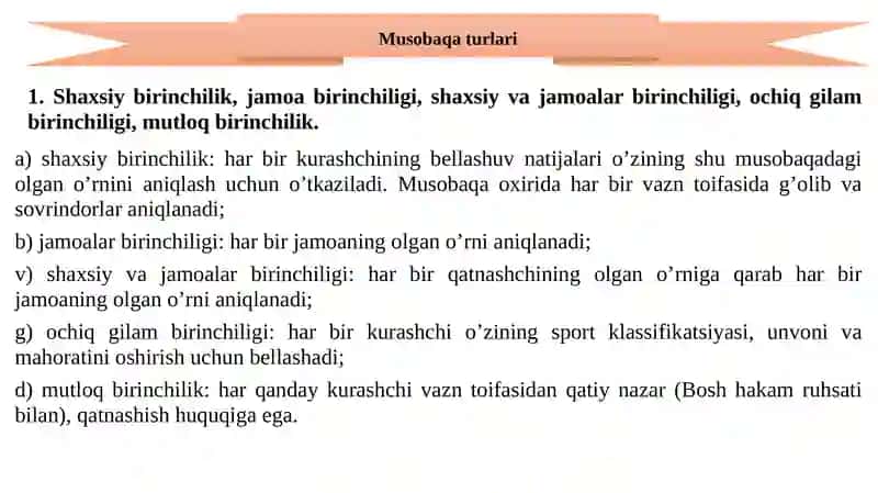 KURASHNING MUSOBAQA QOIDALARI 2
