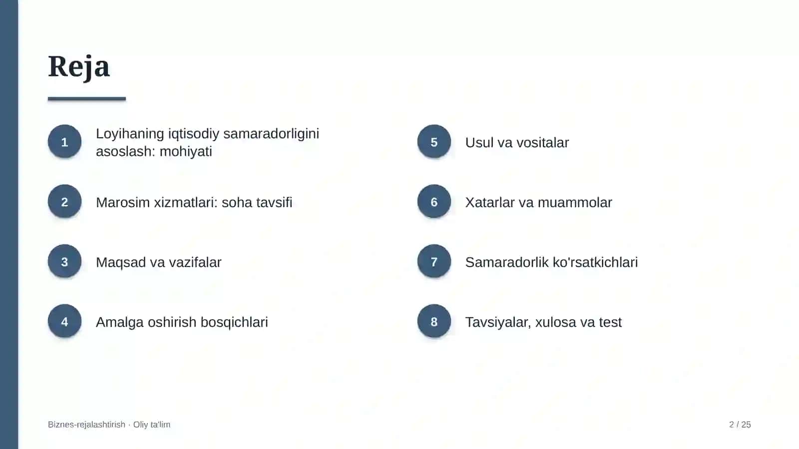 marosim xizmatlarida loyihaning iqtisodiy samaradorligini asoslash 2047 2