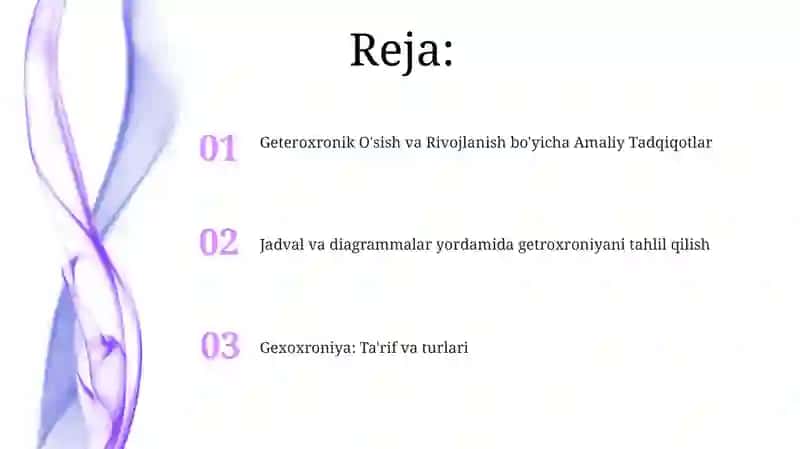 Geteroxronik O'sish va Rivojlanish bo'yicha Amaliy Tadqiqotlar 2