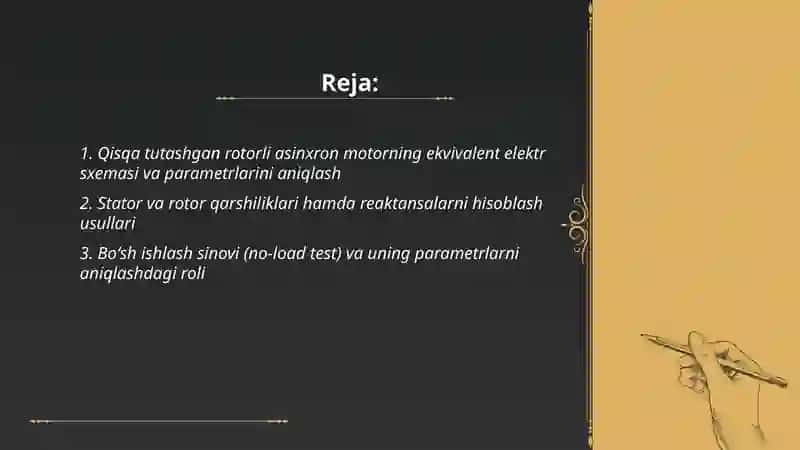 Qisqa tutashgan rоtоrli asinхrоn motor paramеtrlarini hisоblash mехanik хaraktеristikasi 2