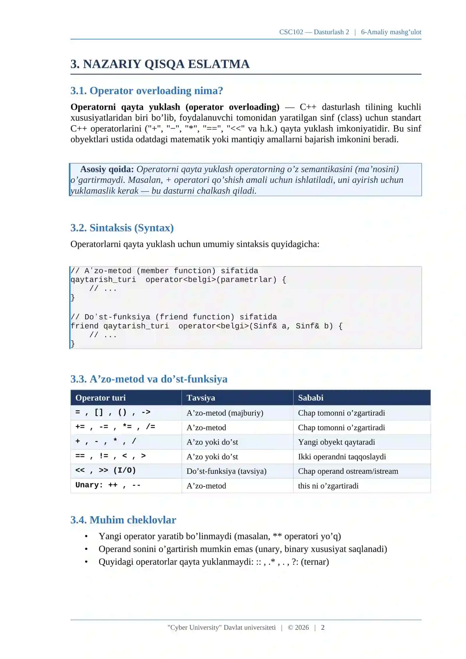 CSC102 — DASTURLASH 2 2