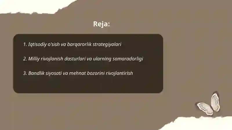 YUKSALISH, RIVOJLANISH VA IQTISODIY SIYOSAT 2