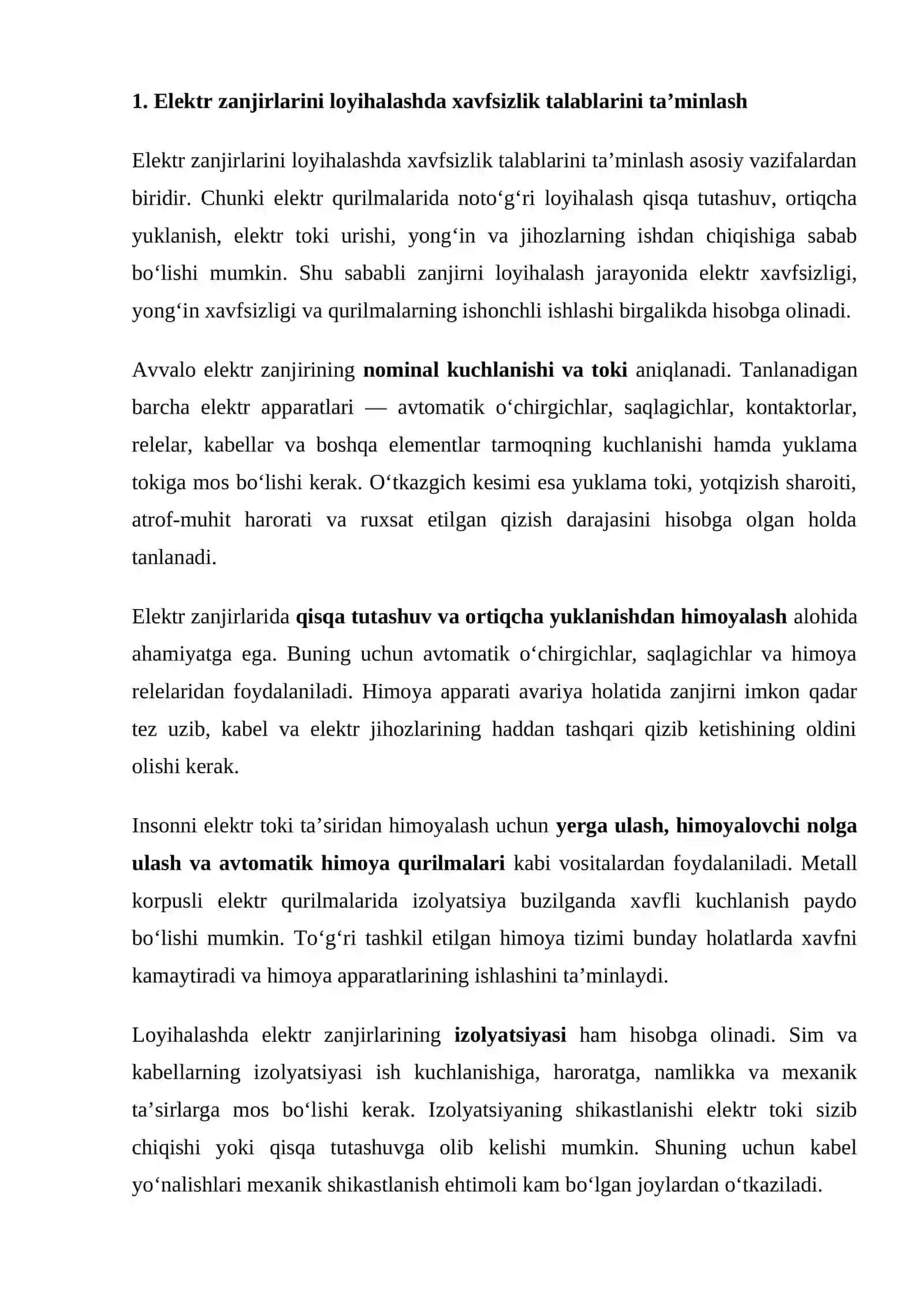 mustaqil ish Zanjirlarni loyihalashda xavfsizlik va ishonchlilik talablarini bajarish 2