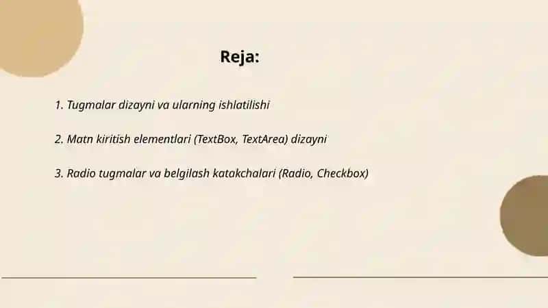 Tugmalar dizayni va ularning ishlatilishi 2