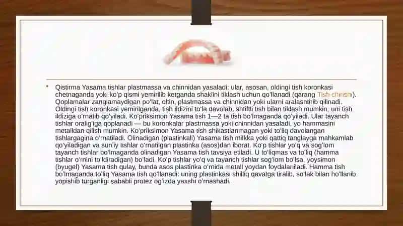 YUQORI VA PASTKI TISHLARNING ANOTOMIK SHAKLLARINI MUMDAN YASASH. O’NG VA CHAP TOMONDAGI TISHLARNING BIR BIRIDAN FARQI 2