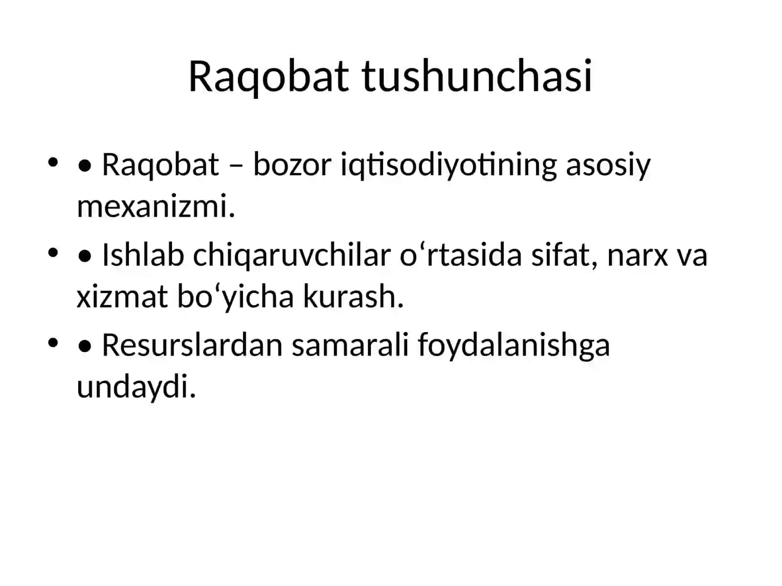 Raqobat tushunchasi 2