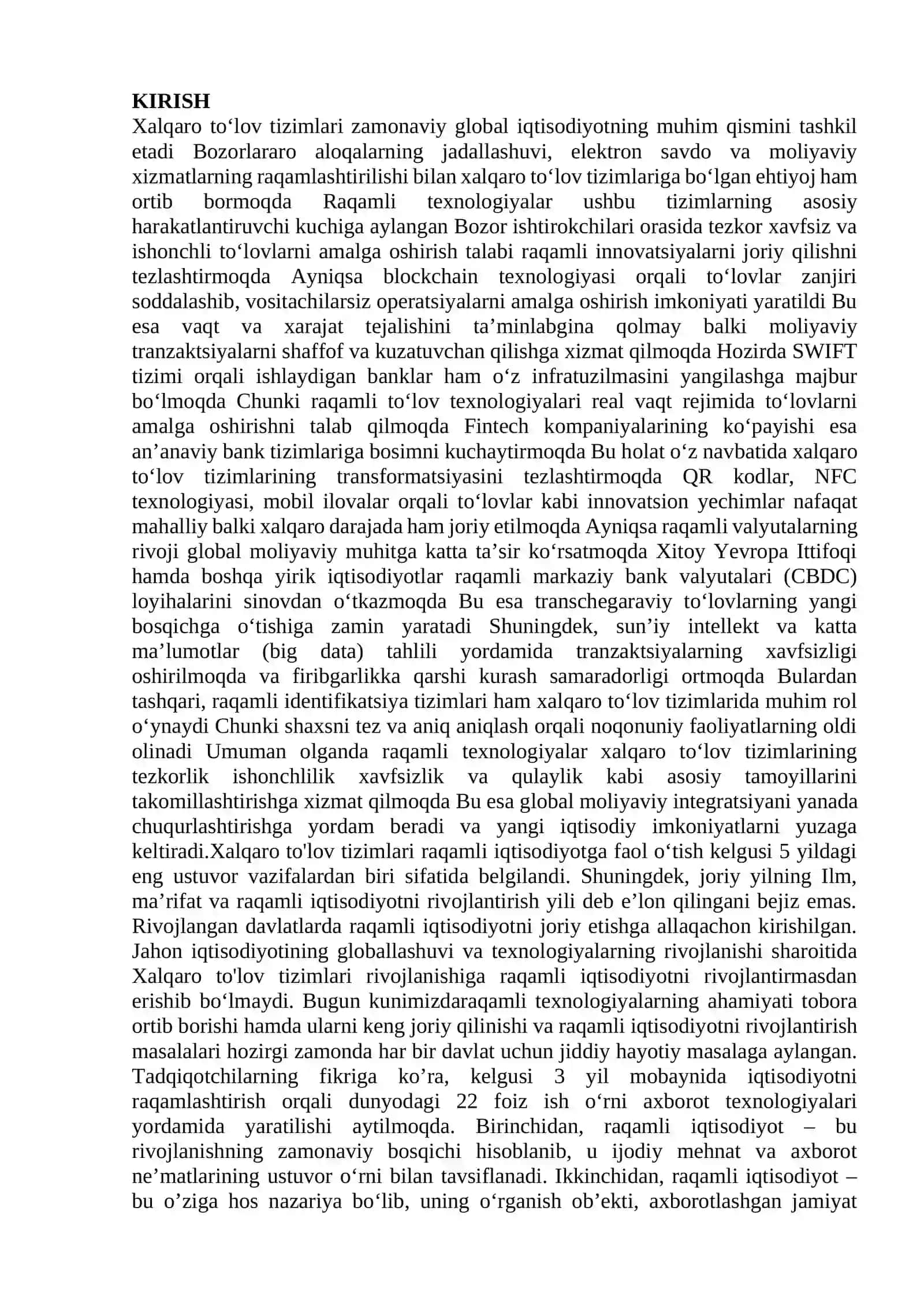 Xalqaro to'lov tizimlari rivojlanishi 2
