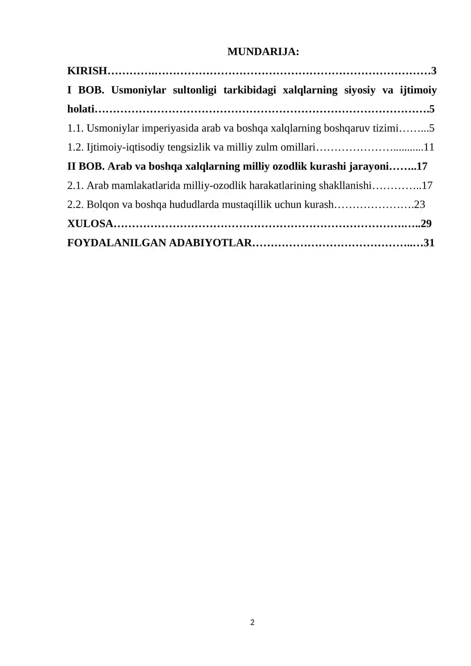 USMONIYLAR SULTONLIGI TARKIBIDAGI ARAB VA BOSHQA XALQLARNING MILLIY OZODLIK KURASHI 2
