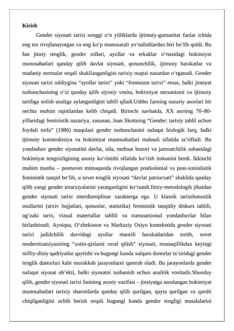 Gender siyosati tarixi fanining nazariy hamda ilmiy-metodologik asoslari 2