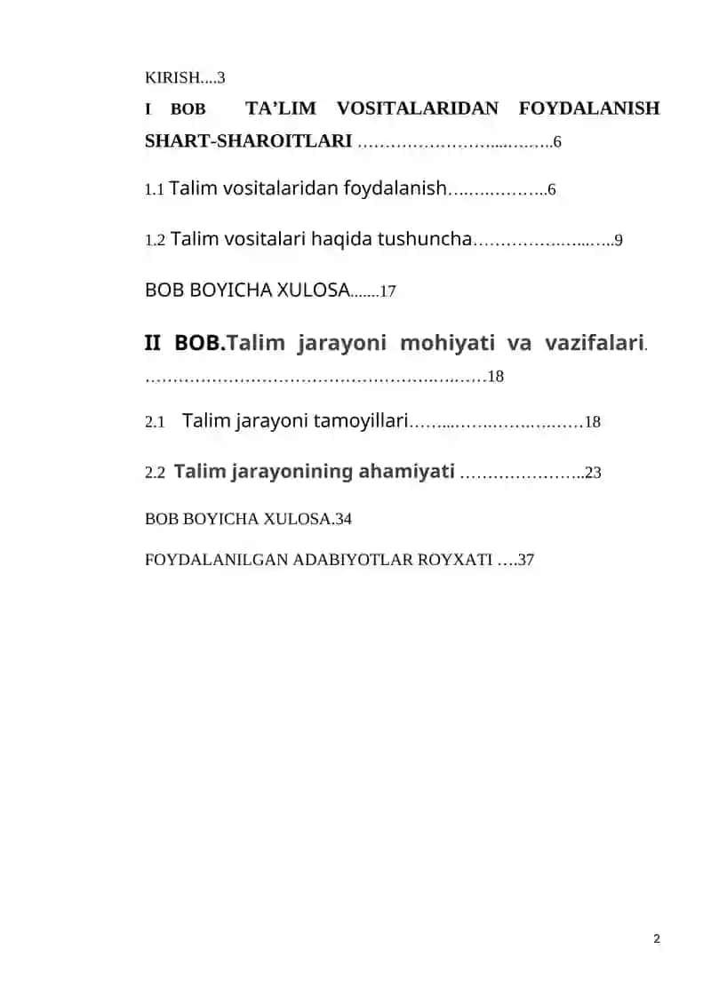 Ta'lim Vositalaridan Foydalanish Shart-sharoitlari 2
