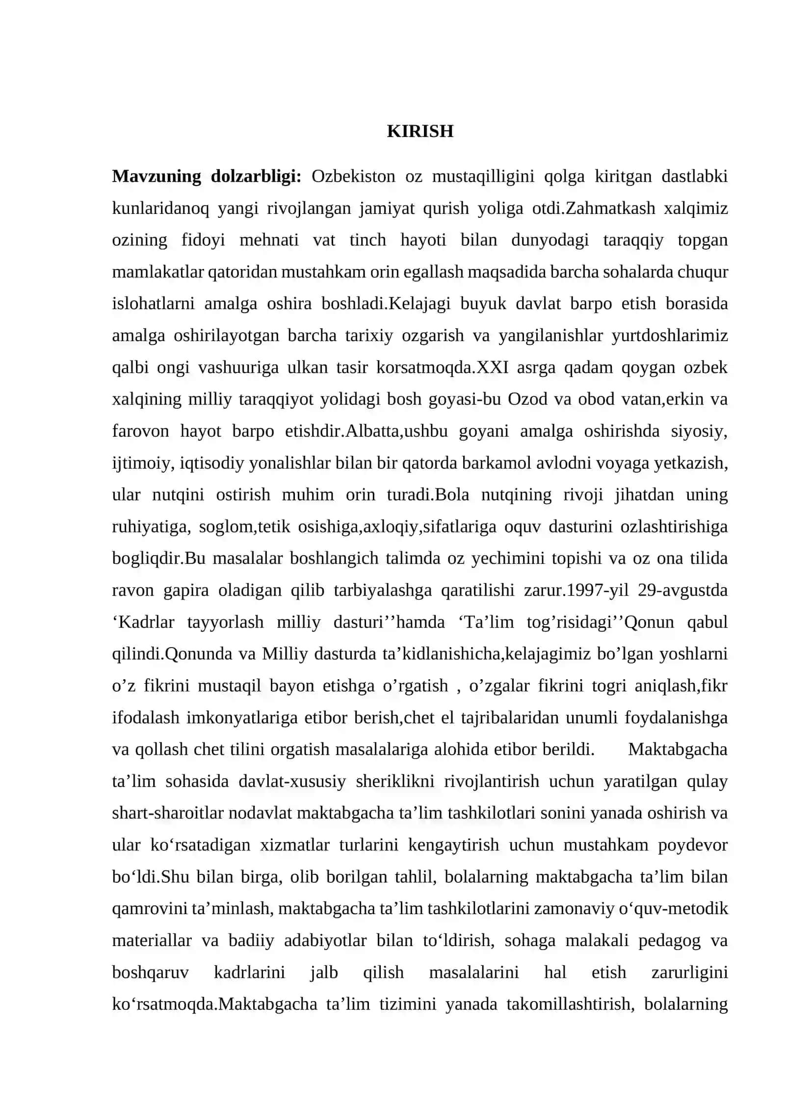 Bolalar nutqini rivojlantirishning pedagogik pisixalogik xususiyatlari kurs ishi 2