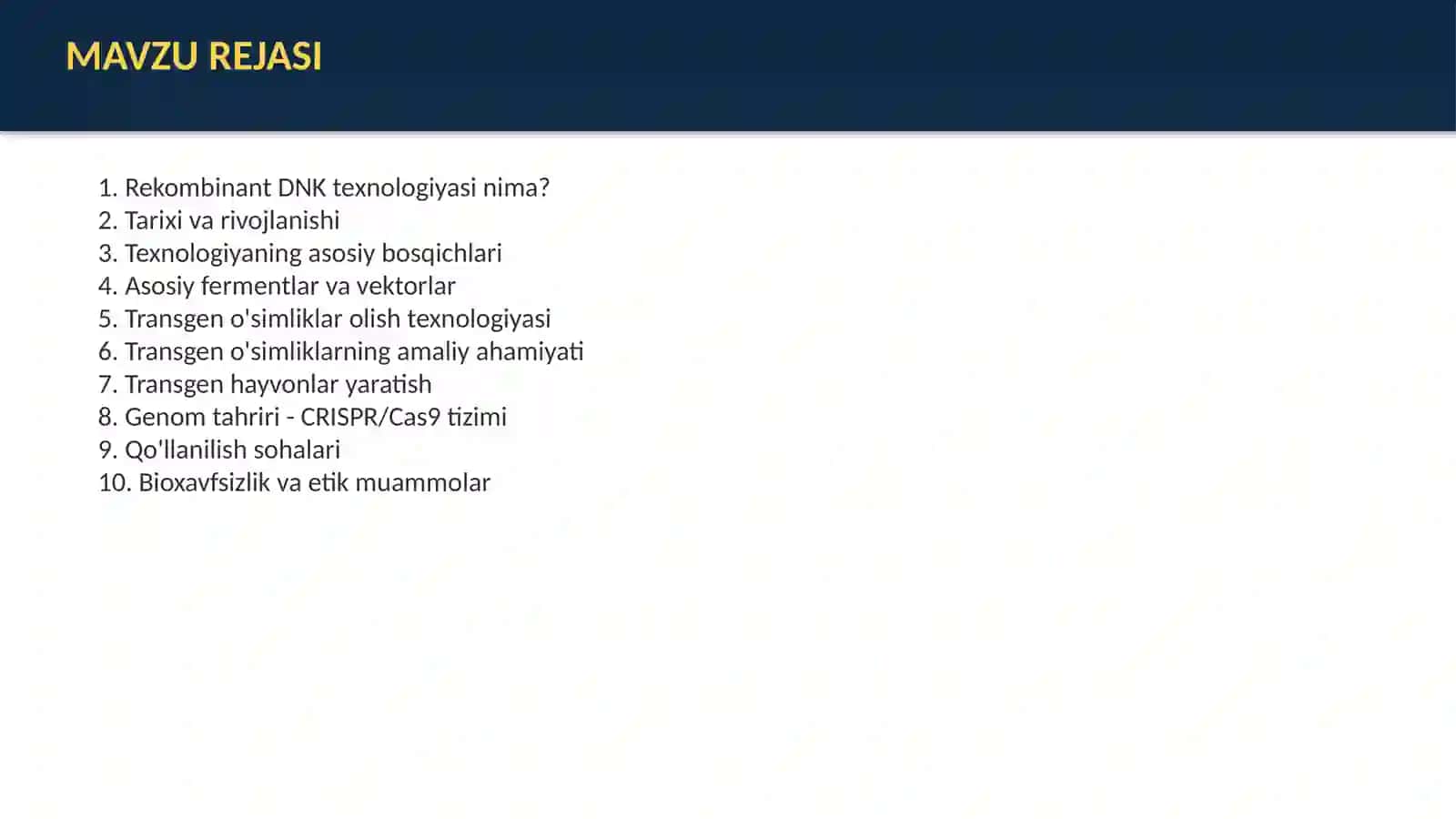 Rekombinant DNK texnologiyasi taqdimot 2