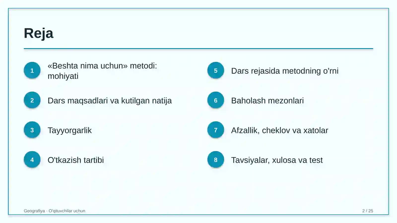geografiya darslarida beshta nima uchun metodidan foydalanish 3450 2