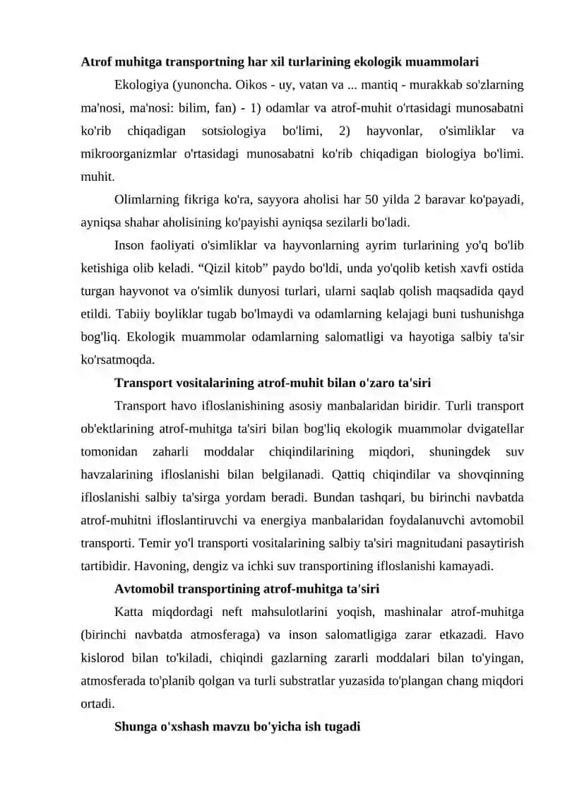 Transport va Atrof Muhit 2