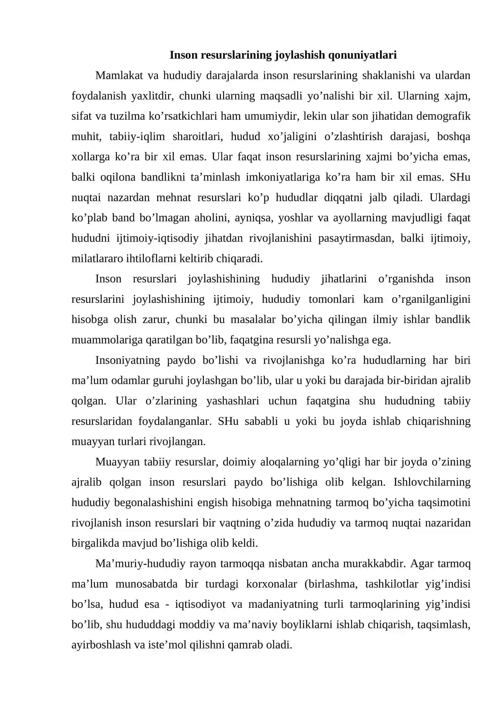 Insоn rеsurslаrining hududiy tаqsimlаnishi 2