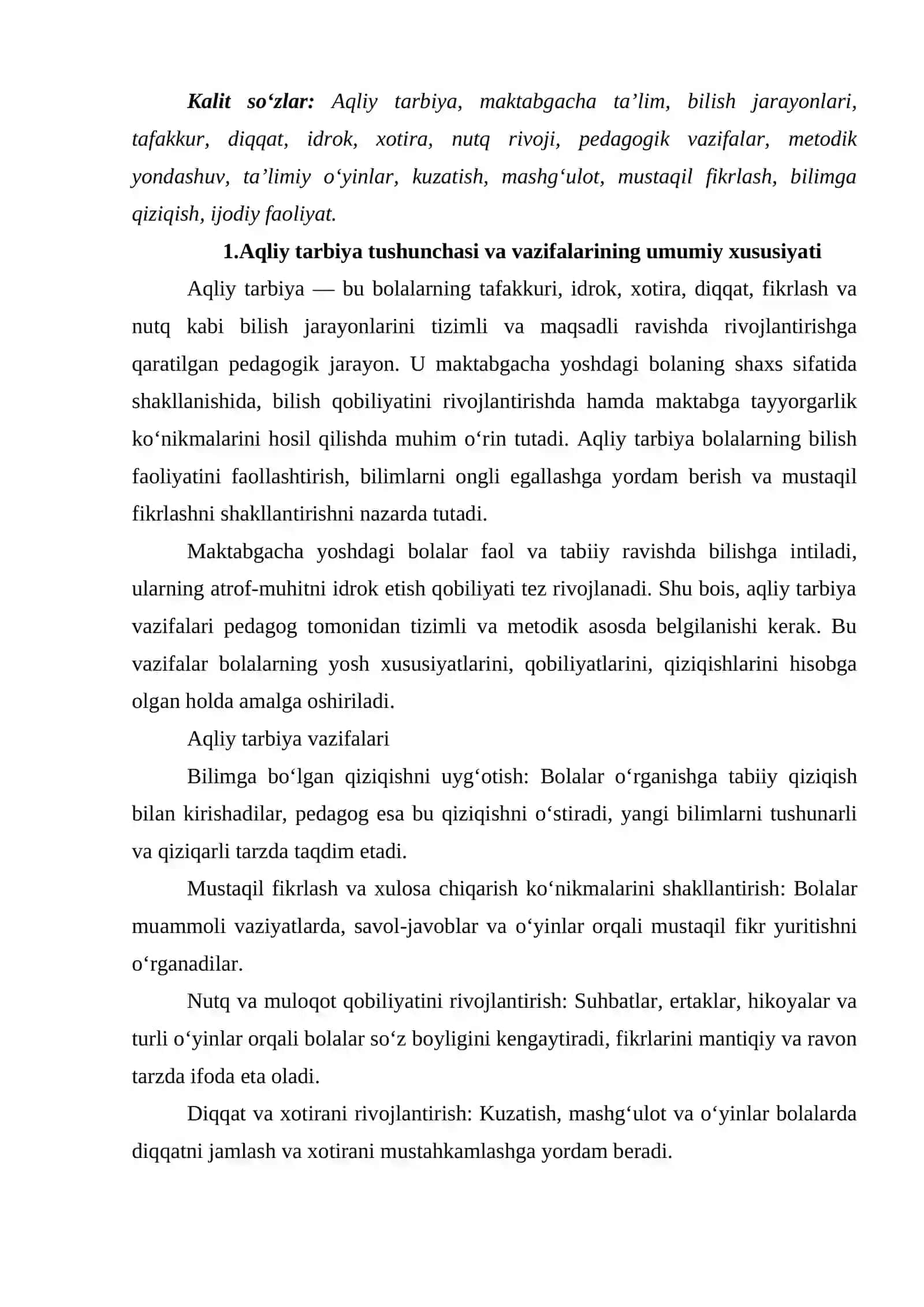 Maktabgacha ta'lim tashkilotlarida aqliy tarbiya berish vazifalari 2