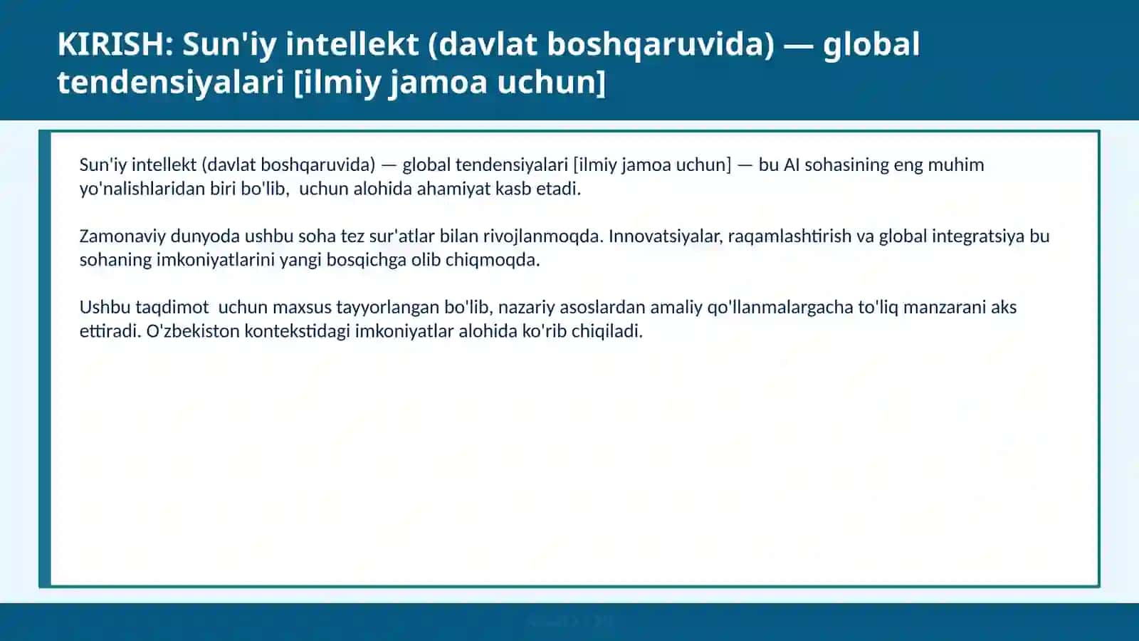 Sun'iy intellekt (davlat boshqaruvida) — global tendensiyalari [ilmiy jamoa uchun] 2