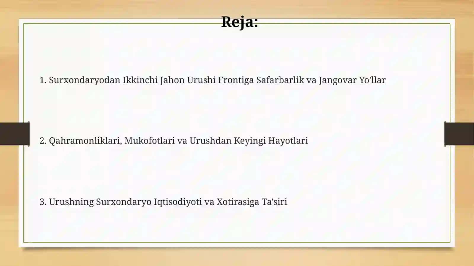 Surxandaryo viloyatidan Ikkinchi jahon urushida qatnashganlar haqida 2